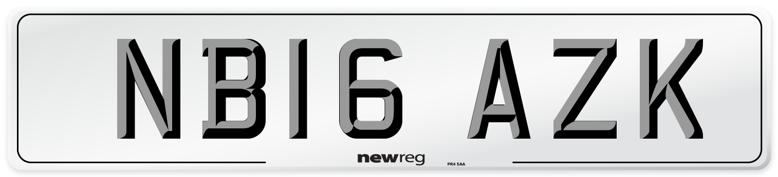 NB16 AZK Number Plate from New Reg